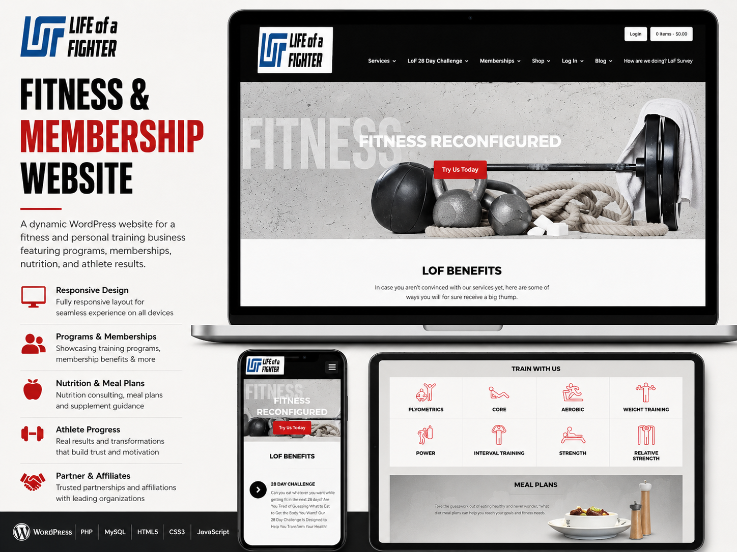 Life of a Fighter WordPress fitness website