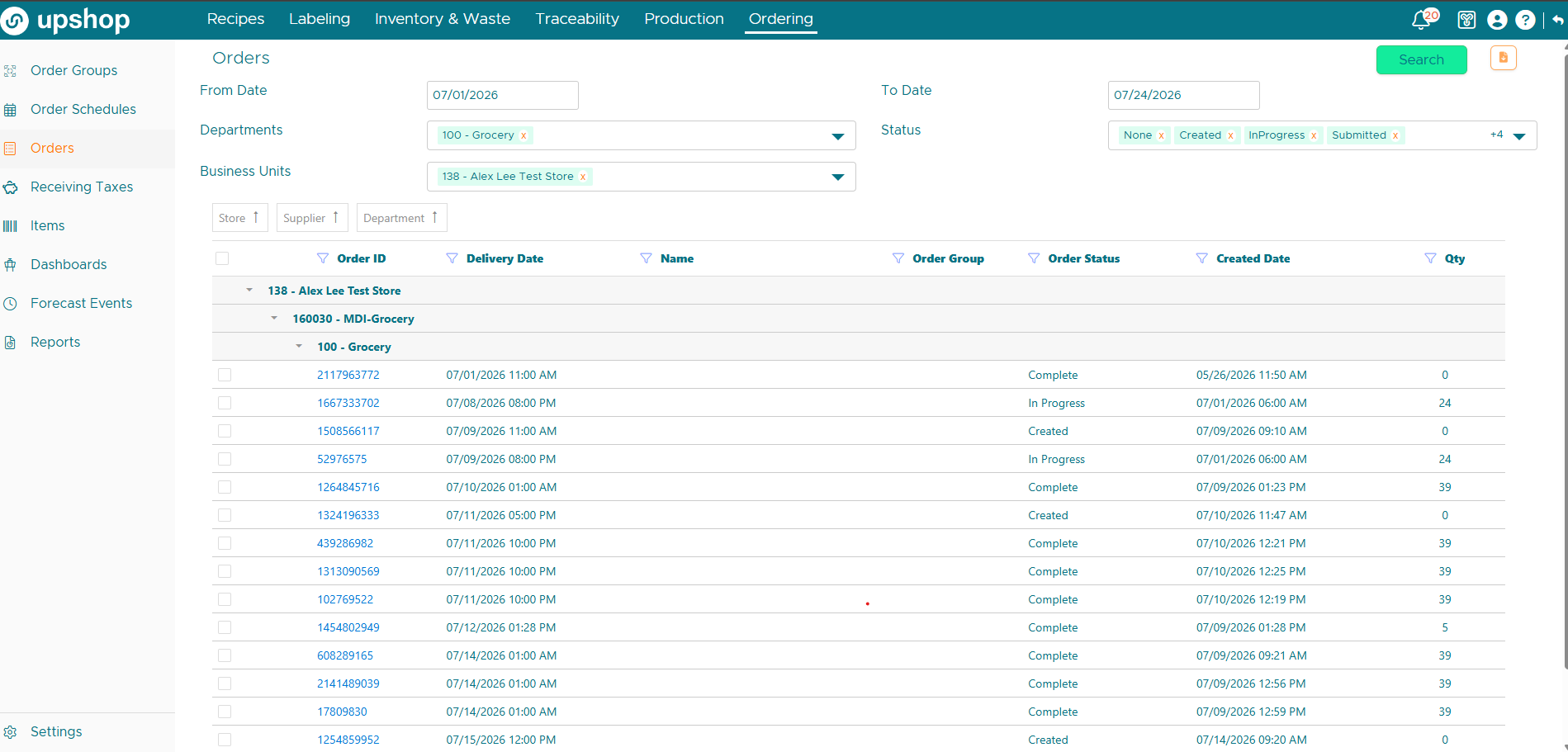 Upshop enterprise ordering workflow